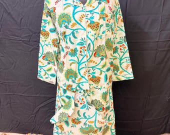 Floral Cotton Pajama Set: Handmade Indian Night Suit with Bag