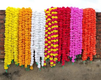 Marigold Flower Garland: 4.5–5 feet, Indian Wedding, Diwali Decor