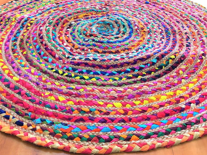 Custom Braided Rug Jute & Cotton Multi Chindi Braid Rug, Hand Woven Reversible Rugs - Etsy
