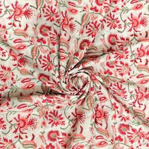 Beautiful Hand Block Printed Blue Fabric Cotton Fabric, Indian Fabric fabric by yard Block Printed Cotton women&#39;s clothing robe gift for her