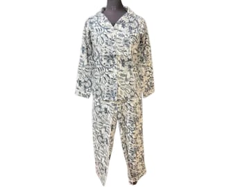 Handmade Cotton Women's Pajama Set: Indian Block Print Sleepwear.