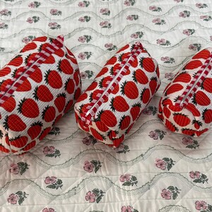 Set of 3 Cosmetic & Toiletry Storage Cotton Pouch / Cotton Quilted Travel Cases Pouches Perfect Valentine Day Gift