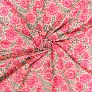 Beautiful Hand Block Printed Blue Fabric Cotton Fabric, Indian Fabric fabric by yard Block Printed Cotton women&#39;s clothing robe gift for her