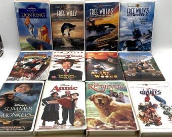 Lot Of 12 VHS Tapes Family Kids Movies 1-3 Free Willy, Lion King, Animals, Clean