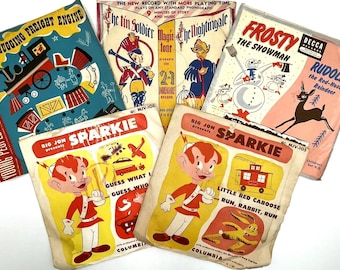 Lot of 5 Vintage (1950s) Unbreakable Children's Records Vinyl 45 & 78 RPM
