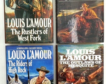 Lot of 4 Louis L'amour Hardbacks, 3 Hopalong Cassidy Novels +1