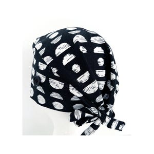 Modern Print Scrub Cap: Cotton Nurse Hat with Optional Buttons image 1