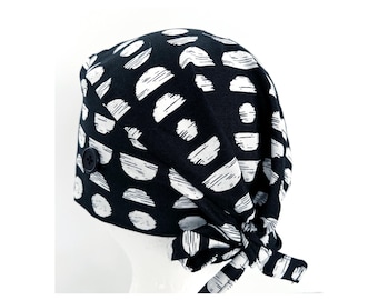 Modern Print Scrub Cap: Cotton Nurse Hat with Optional Buttons