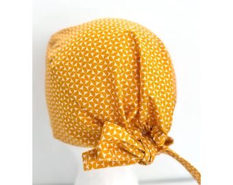 Geometric Waves Scrub Cap: Cotton Nurse Hat with Optional Buttons