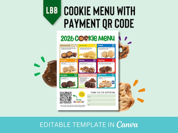 2026 UPDATED!! LBB Girl Scout Cookie Menu with QR Code