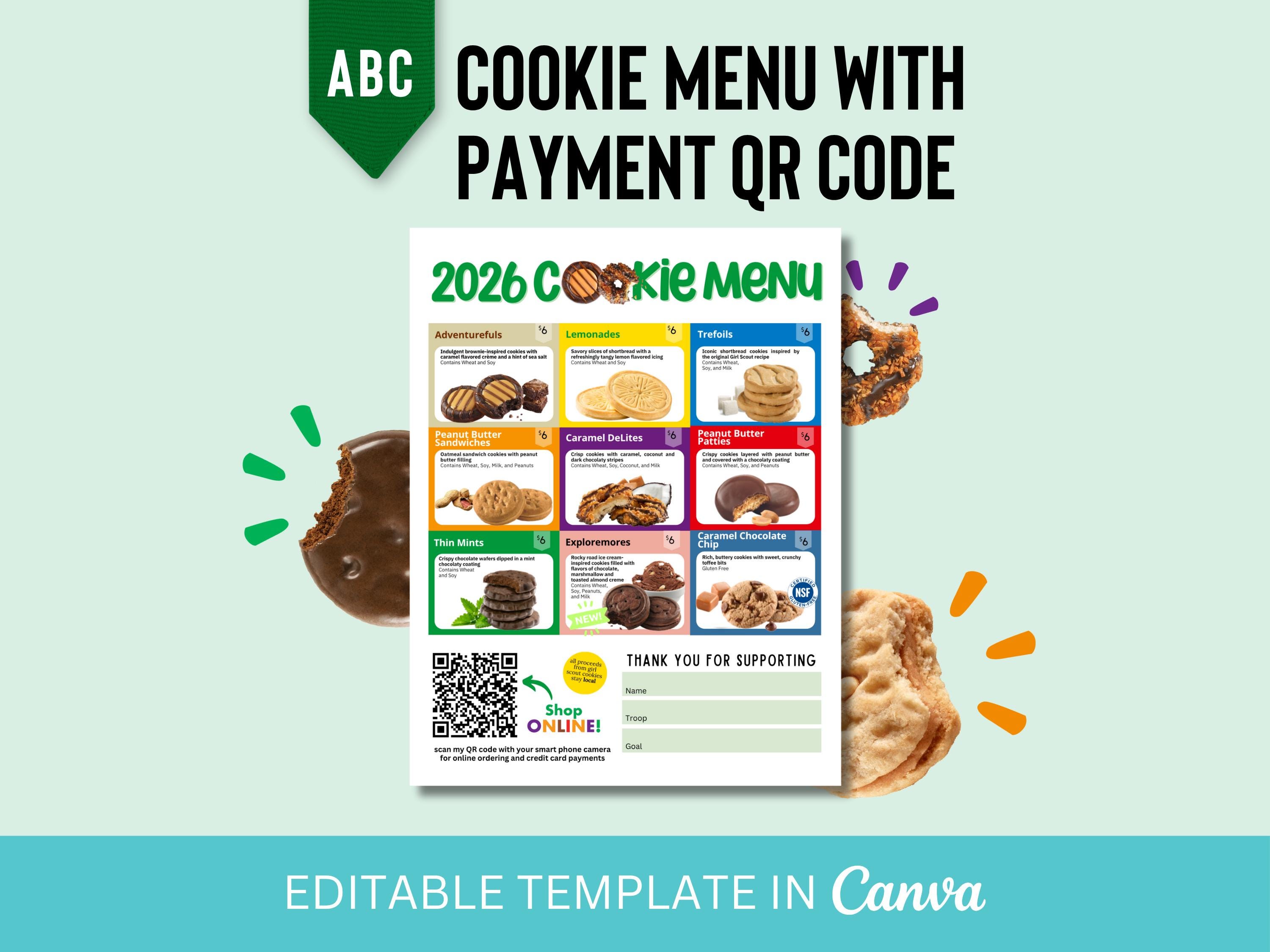 UPDATED 2026!! ABC Girl Scout Cookie Menu With QR Code - Etsy