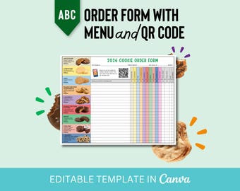 2026 MIS À JOUR !! Bon de commande modifiable en téléchargement numérique ABC avec code QR et menu