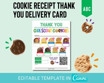 Modèle numérique de livraison de biscuits ABC Girl Scout et carte de remerciement Canva