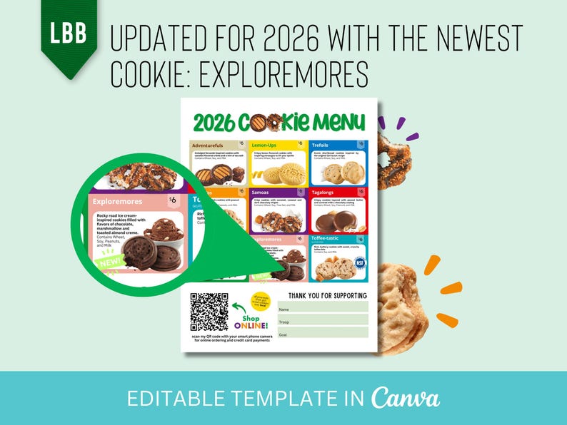 2026 BIJGEWERKT!! LBB Girl Scout-koekjesmenu met QR-code afbeelding 2