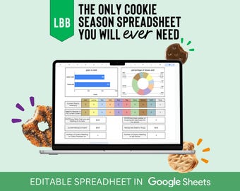 2026 MIS À JOUR !! Feuille de calcul complète de suivi de la saison des cookies pour les membres de la troupe LBB - Argent. Ventes. Inventaire. Objectifs.