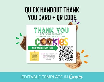 Carte de remerciement rapide Girl Scout Cookie avec code QR ReOrder