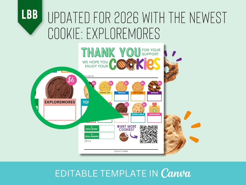 2026 UPDATED!! LBB Girl Scout Cookie Delivery and Thank You Card Digital Template Canva image 4