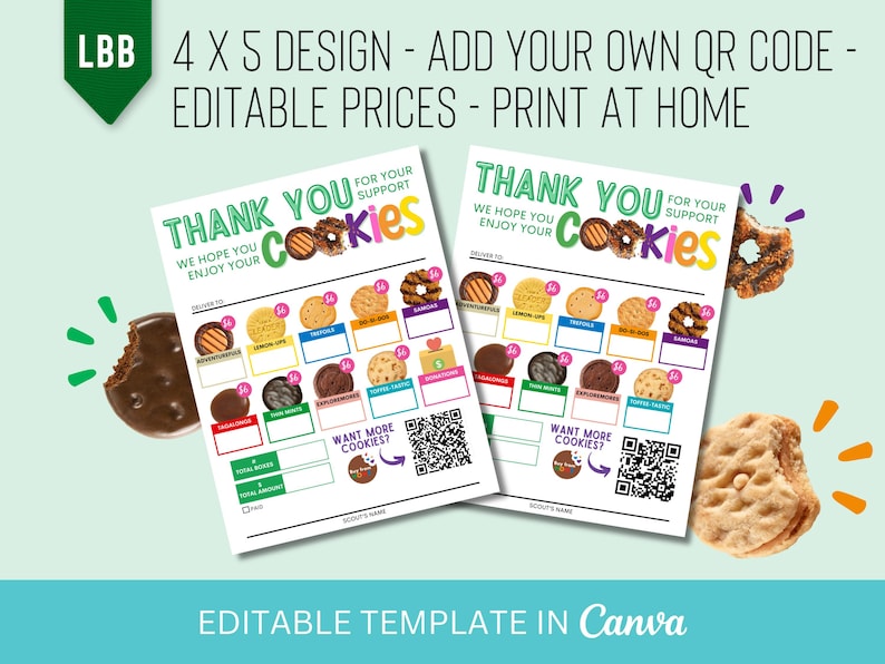 2026 UPDATED!! LBB Girl Scout Cookie Delivery and Thank You Card Digital Template Canva image 3