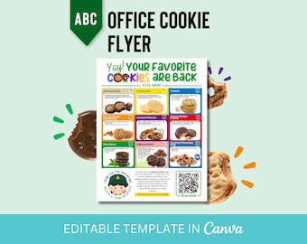 2026 MIS À JOUR !! Dépliant sur les cookies de la salle de pause du bureau ABC avec code QR