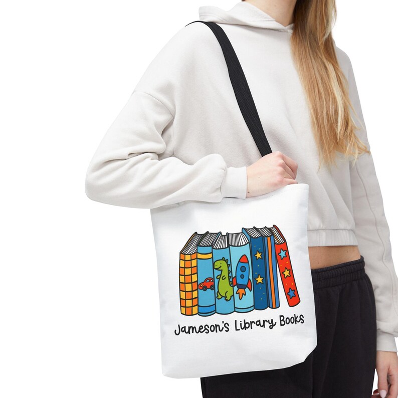 Personalized Library Books Tote Bag for Kids | Boy - Etsy