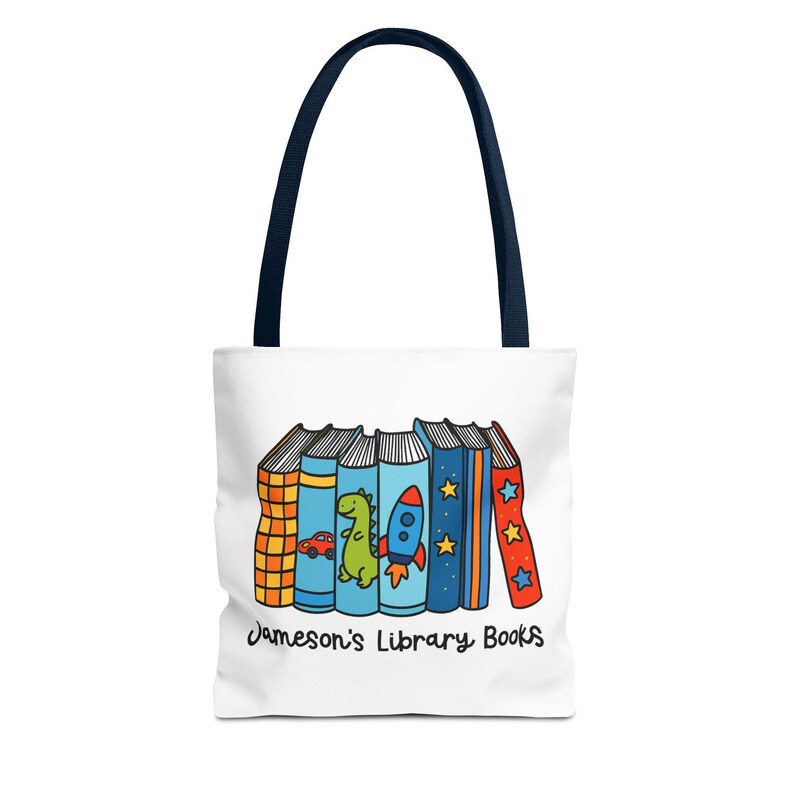 Personalized Library Books Tote Bag for Kids | Boy - Etsy