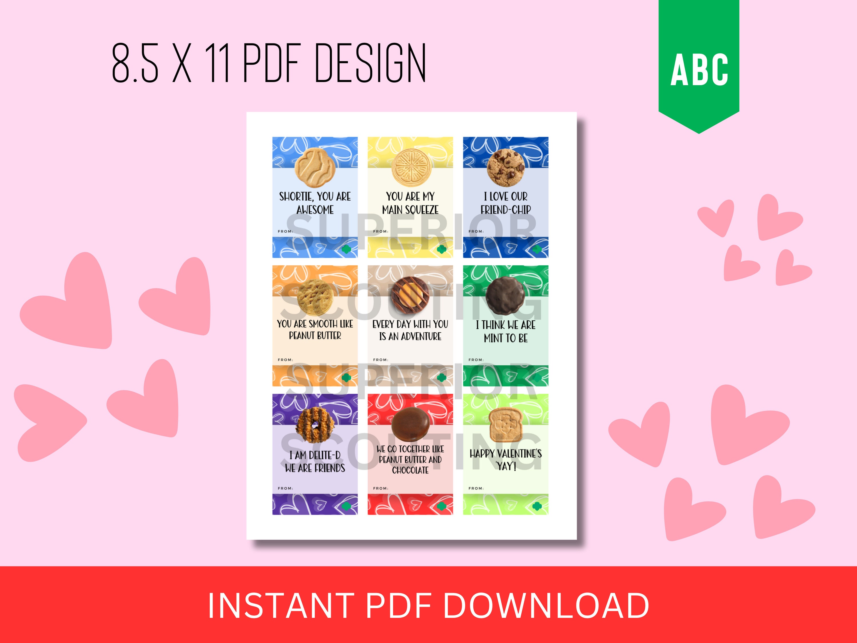 ABC Girl Scout Cookie Valentines Day Instant Download PDF Printable - Etsy