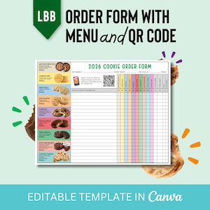2026 BIJGEWERKT!! LBB bewerkbaar digitaal downloadbestelformulier met QR-code en menu