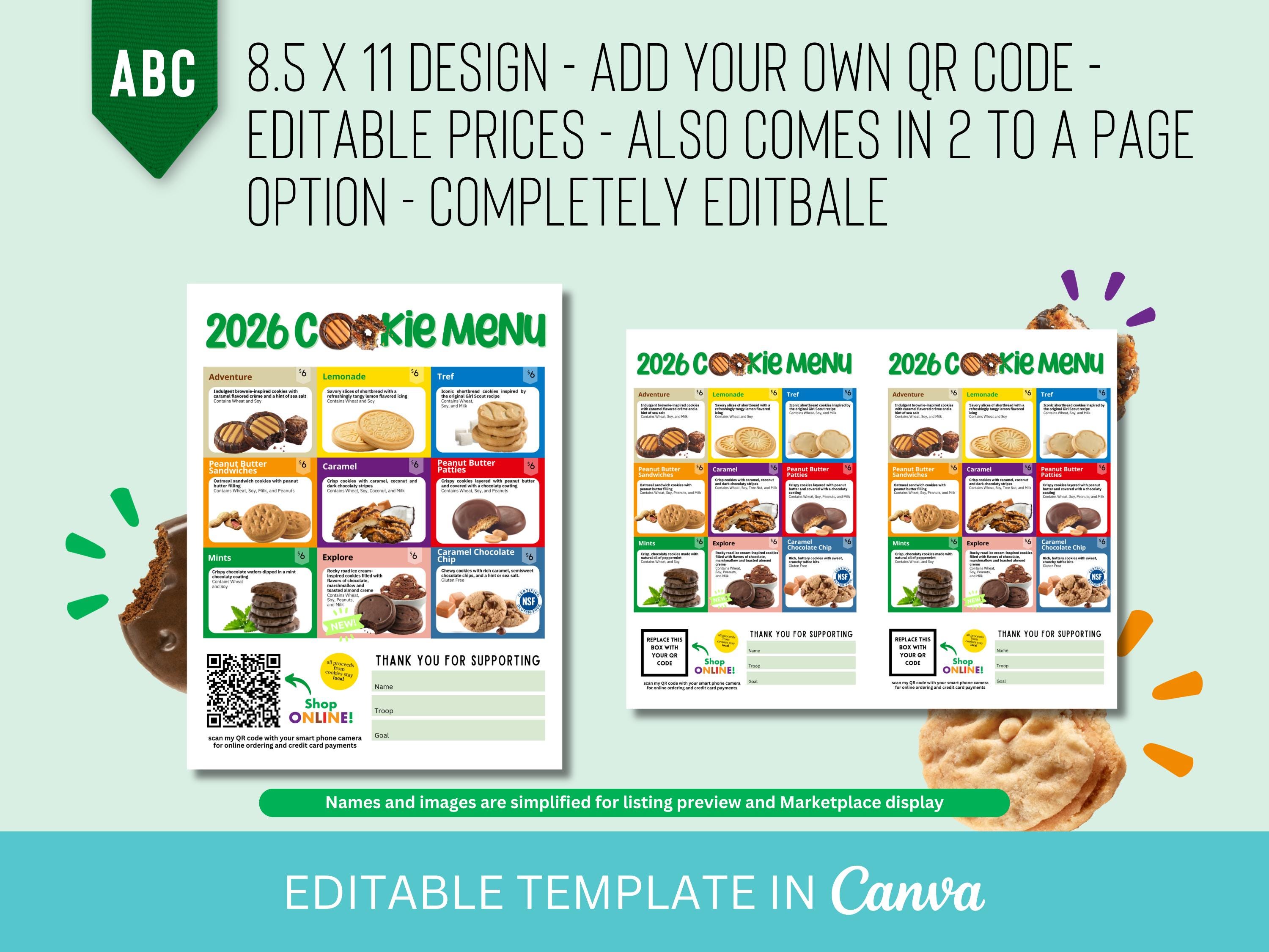UPDATED 2026!! ABC Girl Scout Cookie Menu With QR Code - Etsy