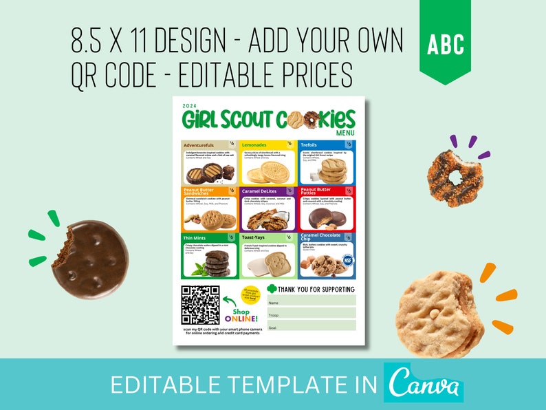 ABC Girl Scout Cookie Menu With QR Code Etsy