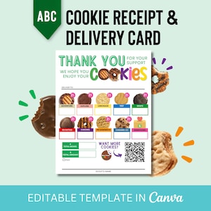 AGGIORNATO 2026!! Modello digitale per biglietto di ringraziamento e consegna di biscotti delle Girl Scout ABC Canva