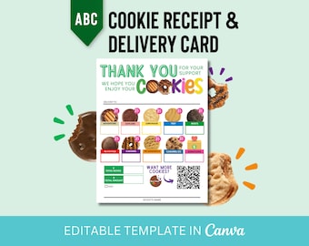 UPDATED 2026!! ABC Girl Scout Cookie Delivery and Thank You Card Digital Template Canva