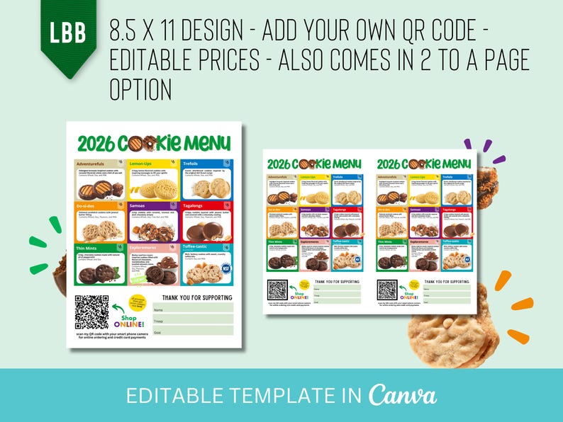2026 BIJGEWERKT!! LBB Girl Scout-koekjesmenu met QR-code afbeelding 3