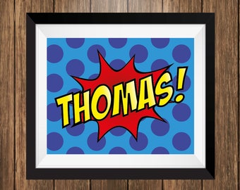 Comic Style Superhero Art, Custom Name Art, Superhero Name Art