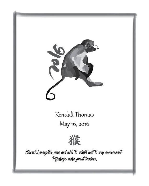 Custom Chinese Zodiac Art Print - Year of the Monkey - Etsy