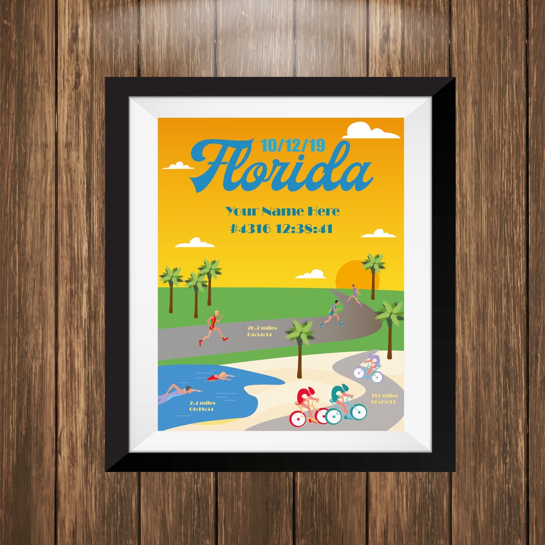 Personalisierter Triathlon Print Panama City Beach Florida Etsy.de