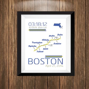 Custom Boston Marathon Art Print, Personalized Gift