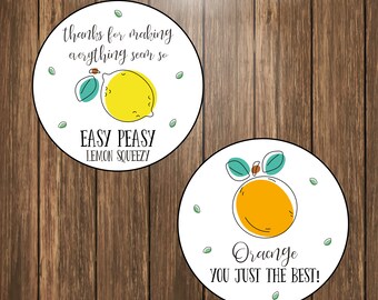 Lemon Gift tag, Orange Gift Tag, Teacher Appreciation Tag, Coworker Gift Tag, Office Gift Tag, Thank You Gift