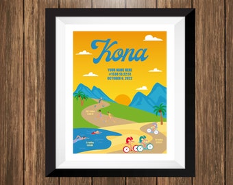 Custom Triathlon Print, Kona, Bike Poster, Marathon Poster, Swim Poster