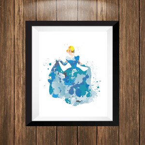 Cinderella, Cinderella Watercolor Art, Cinderella Poster, Kids Room Decor, Baby Wall Decor, Playroom Wall Art