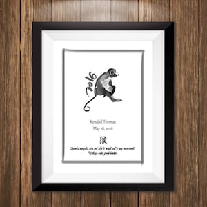 Custom Chinese Zodiac Art Print - Year of the Monkey