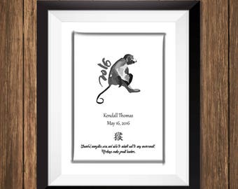 Custom Chinese Zodiac Art Print - Year of the Monkey
