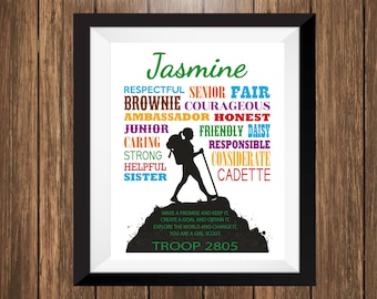 Personalized Girl Scout Art Print, Girl Scout Print, Girl Scout Gift