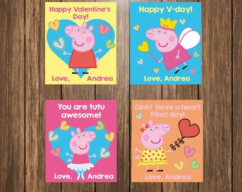Printable Personalized Peppa Pig Valentine's Day Cards, Custom Peppa Pig Valentine's Day Card, Custom Peppa Pig Valentine Printable
