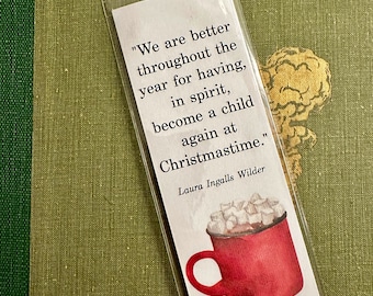 Christmas Spirit Bookmark - Childlike Laura Ingalls Wilder Winter Vintage Holiday Bookish Read More Books Stocking Stuffer Gift