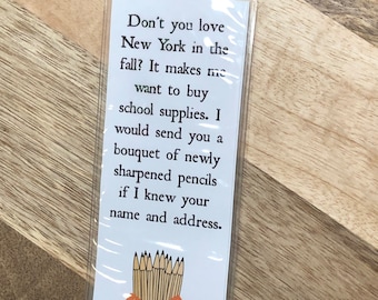 You’ve Got Mail Bookmark - Bouquet Of Newly Sharpened Pencils - Autumn New York Christmas Email Rom Com Bookish Read More Books Fall