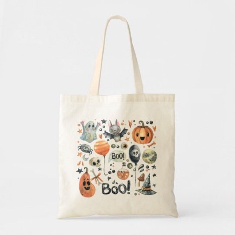 Fall Autumn Pumpkins Natural Reusable Market Happy Halloween Tote Bag