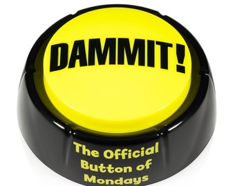 DAMMIT Button Stress Relief Desk Toy – The Official Button of Mondays! Premium batteries and collector sticker included