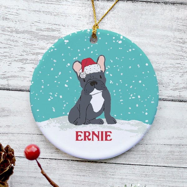 French Bulldog Ornament, Personalized Dog Christmas Ornament