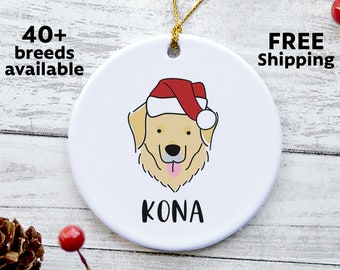 Golden Retriever Dog Christmas Ornament, Personalized Dog Christmas Tree Decoration