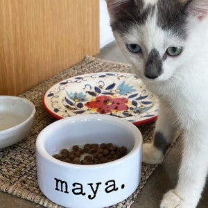 Small Pet Food Bowl With Name, Personalized Dog or Cat Dish, Puppy Gift, Kitten Gift